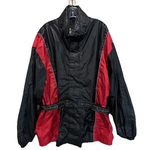 XElement Motorcycle Rain/Wind Jacket Size XXL Hood Mesh Lined Nylon Zip EUC